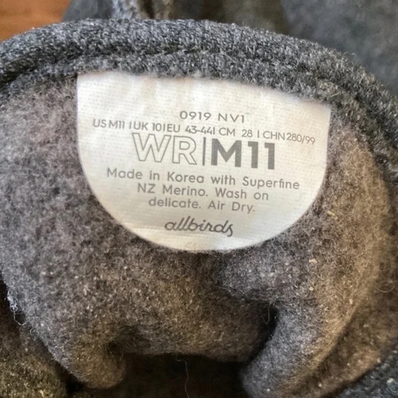 Allbirds Men's Wool Runners Merino Wool Sneakers Charcoal Dark Gray Size 11 - Picture 3 of 11